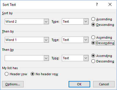 How to Sort List of Names in Word by last name