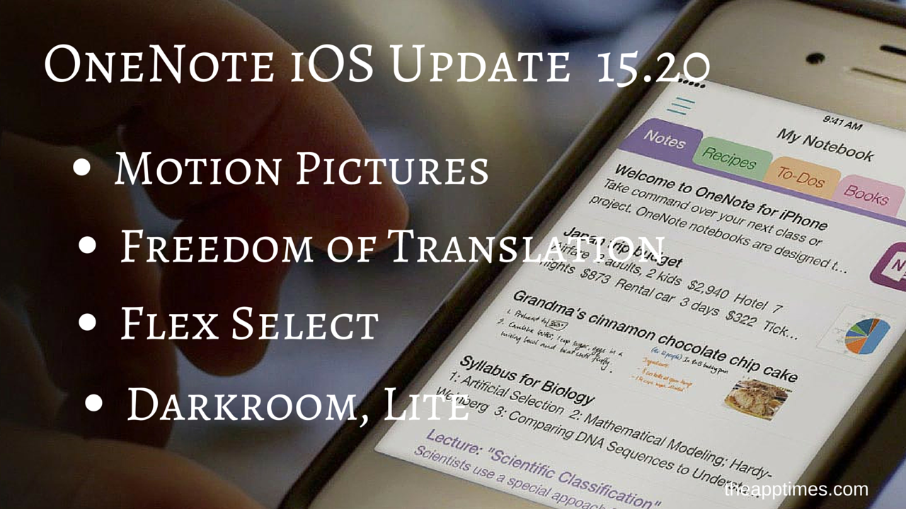 OneNote iOS Update 15.20 Like it
