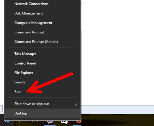 Run window in windows 10