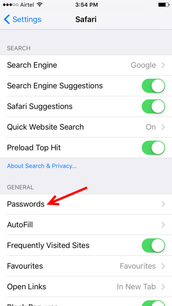 Safari tips in iOS 9 - Find passwords