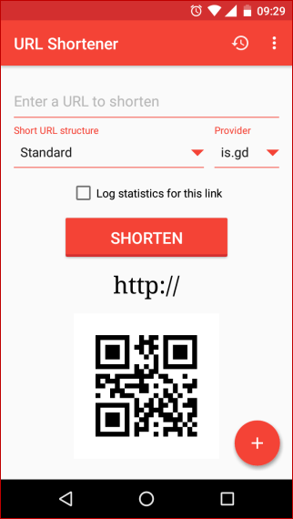URL Shortener App Home Page