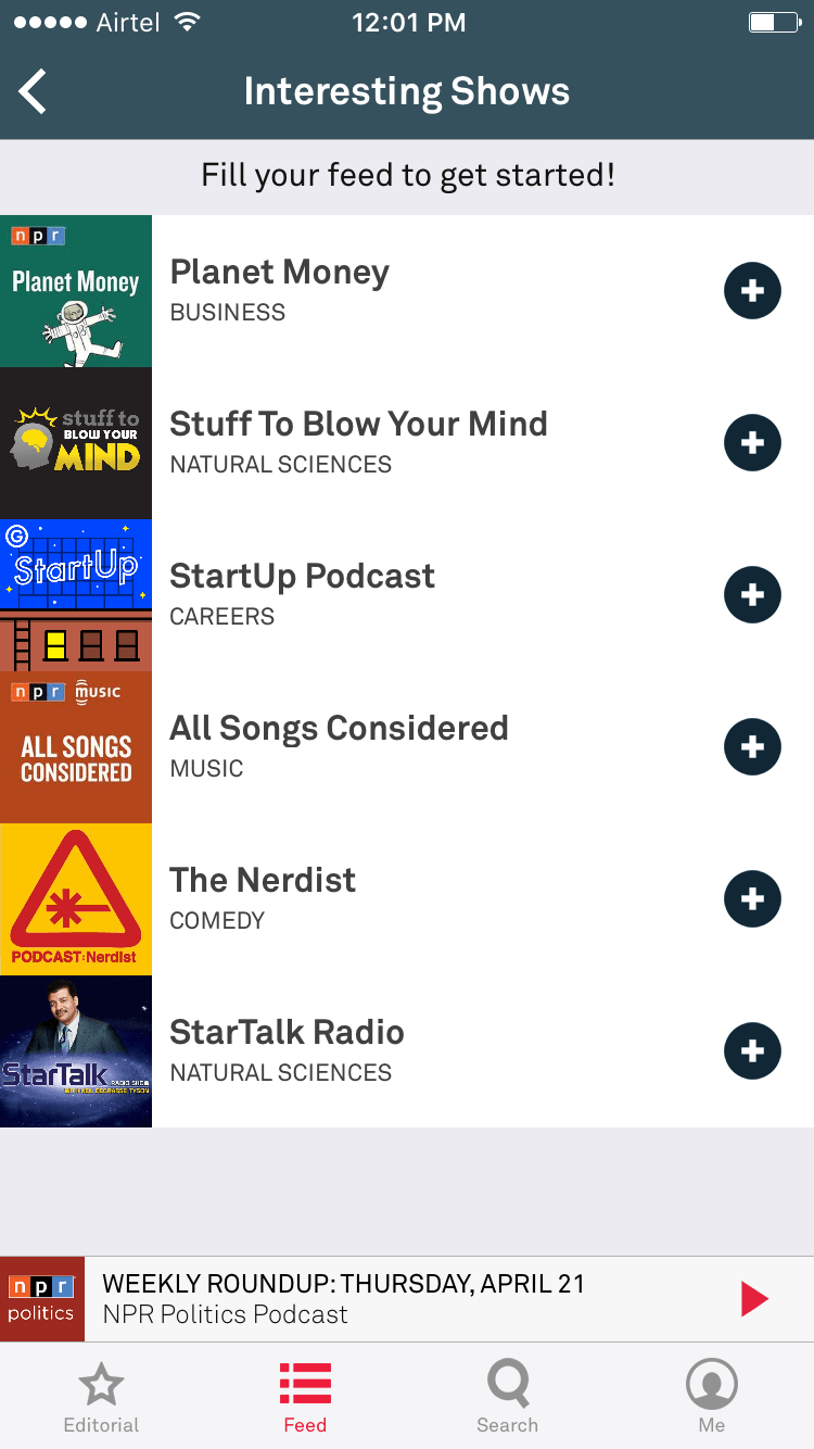 Aurora Podcast Discovery Add to Feed