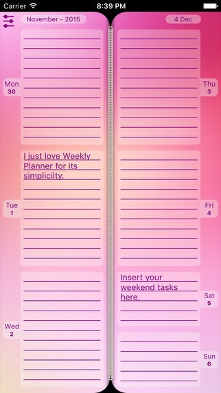 Diary Agenda Weekly Planner App for iOS