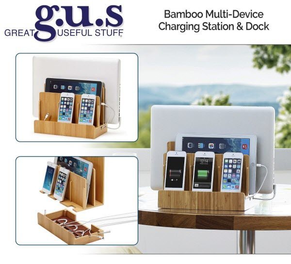 G.U.S. Eco-Friendly Bamboo Multi-Device Charging Station and Dock