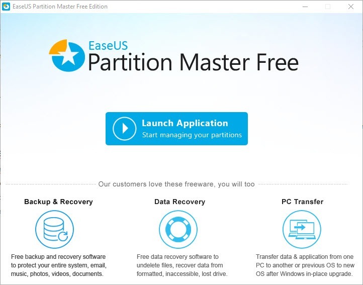 Launch EaseUS Partition Master Free