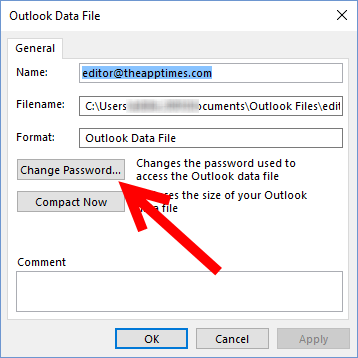 Outlook Data File dialog