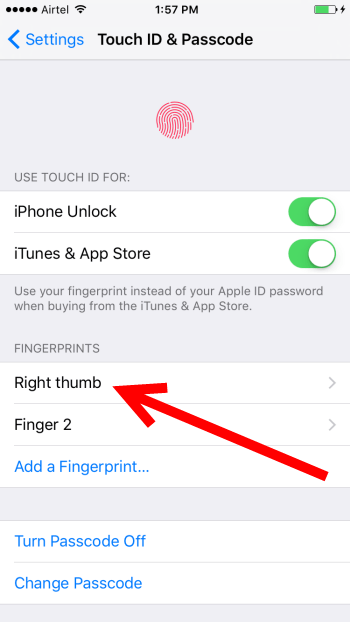 Rename a Touch ID fingerprint