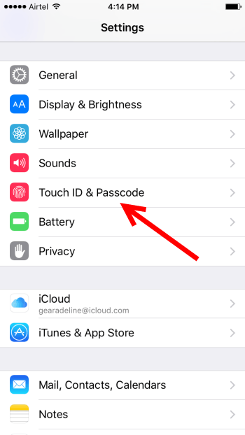 Touch ID & Passcode option