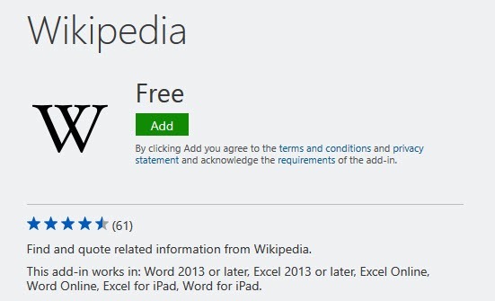 Wikipedia Word Add-ins