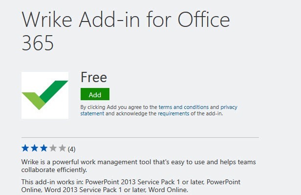 Wrike Add-in for Office 365