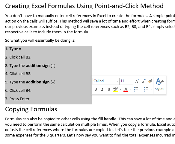 highlight a square block of text in word