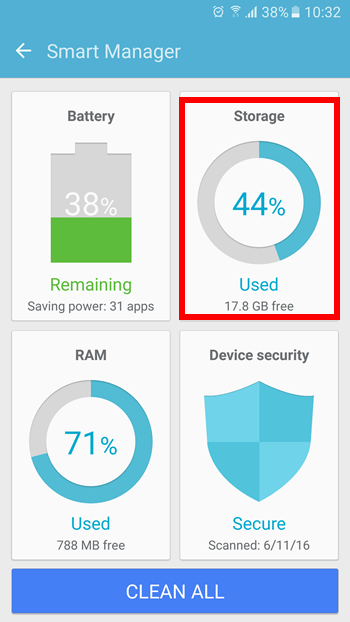 Storage section in smart manager