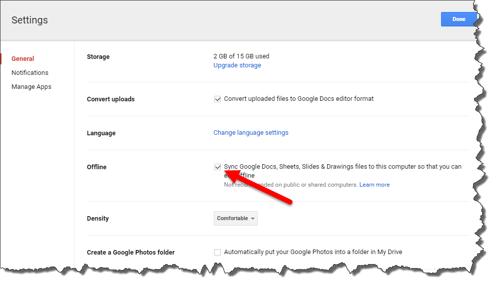 Work in Offline Mode in Google Drive