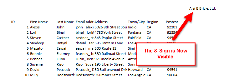 How to Enter the Ampersand Sign in Excel Headers and Footers