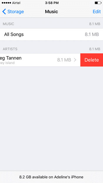 delete songs on iphone