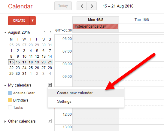 Create a new google calendar