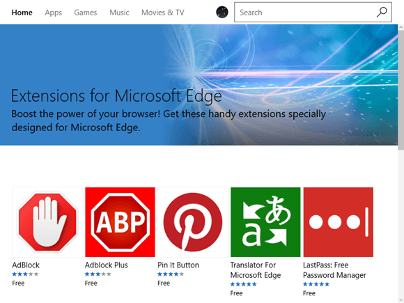 Extensions for Microsoft Edge