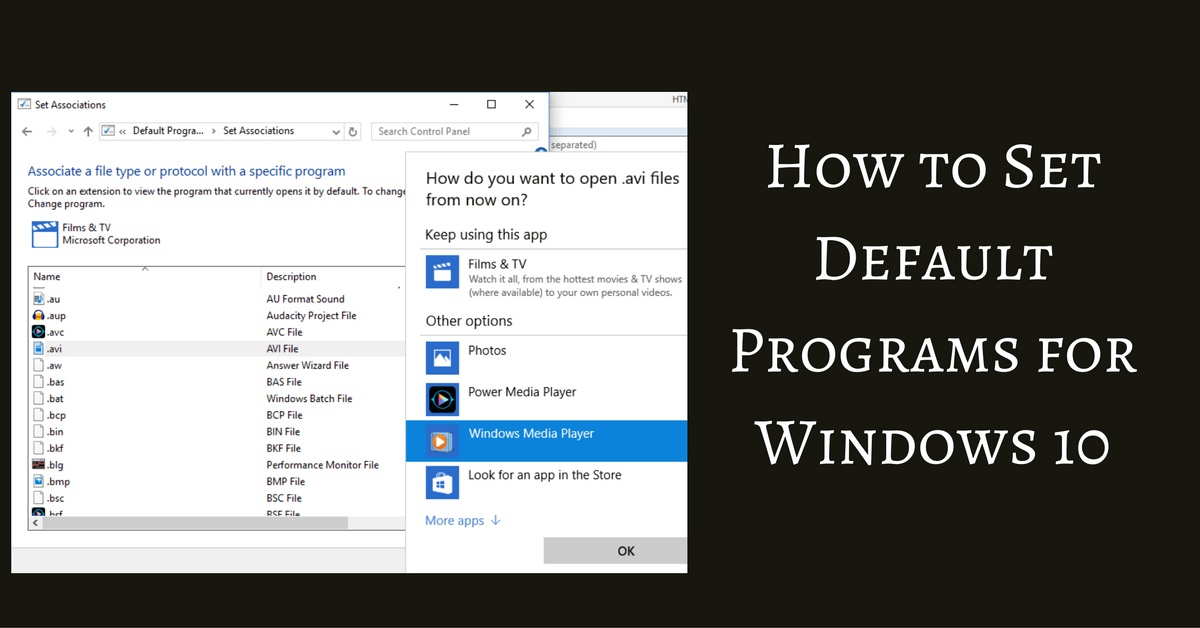 how to choose default programs for opening files