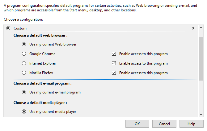 Set Program Access And Computer Defaults