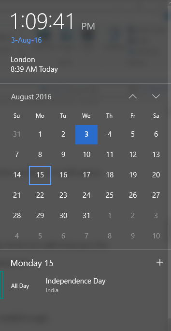 Taskbar Calendar Improvements