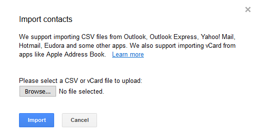 import contacts into google