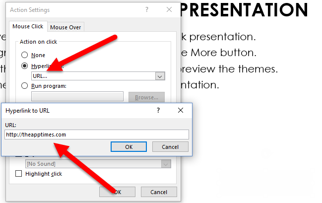 how to add hyperlinks to objects in a presentation