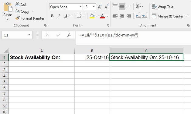How to Combine Text with a Date in Excel