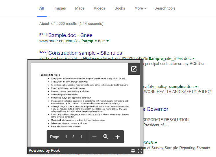 peek chrome extension