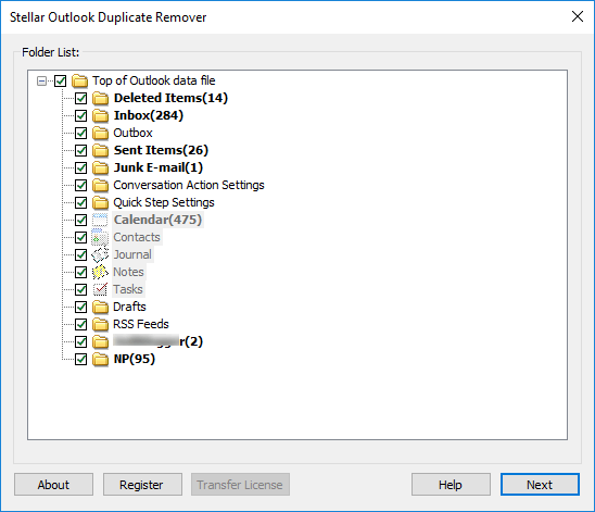 Check Folders for Duplicates Using Stellar Outlook Duplicate Remover