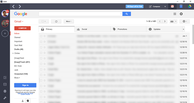 Gmail in Shift