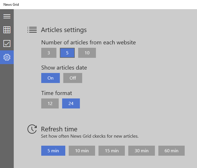 News Grid Settings