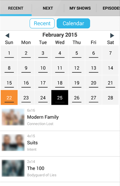 Next Episode Calendar View