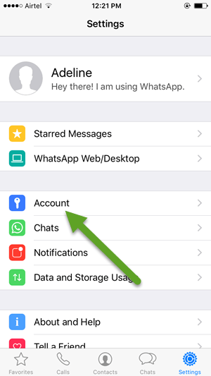 WhatsApp Account Settings