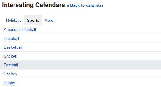 Sports calendars