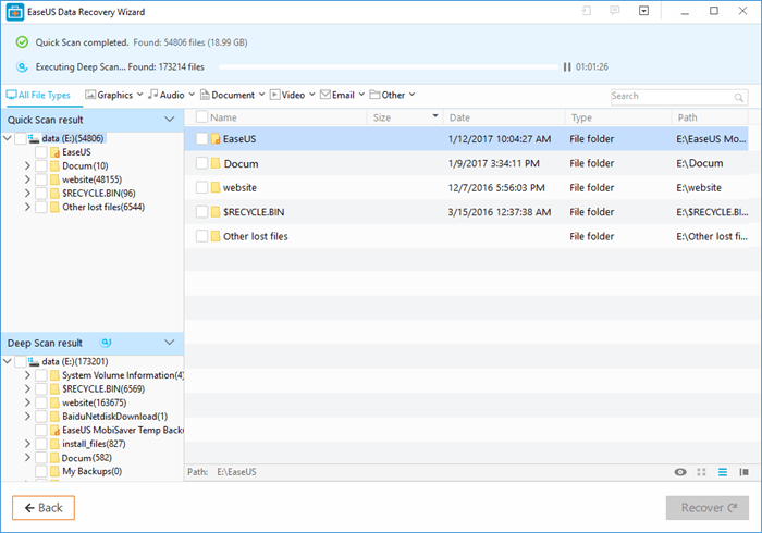 EaseUS Data Recovery Wizard Files