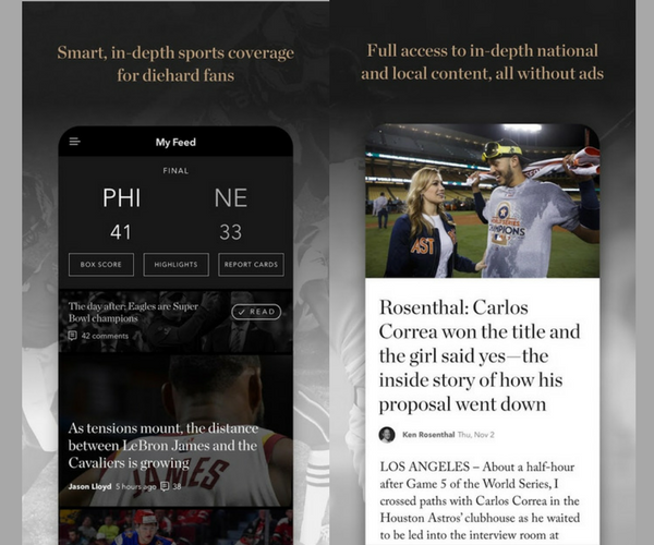 The Athletic - Must-Have Apps For Sports Fans (2018)