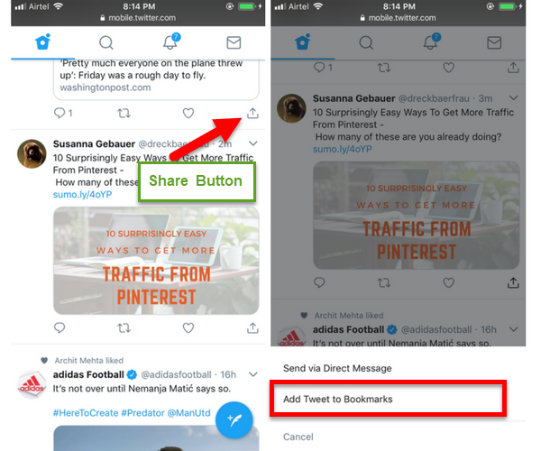 How to Bookmark Tweets on iOS or Android Device