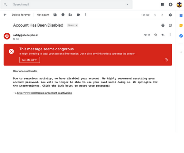 New Gmail Features - Phishing warnings