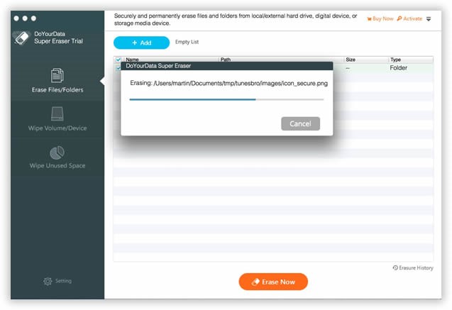 Erasing data on Mac