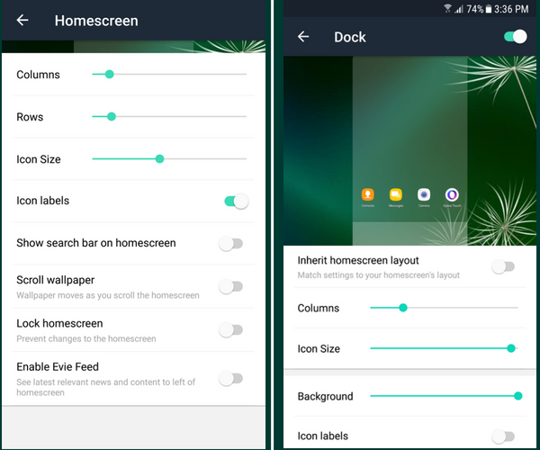 Evie Launcher App Review - Homescreen and Dock
