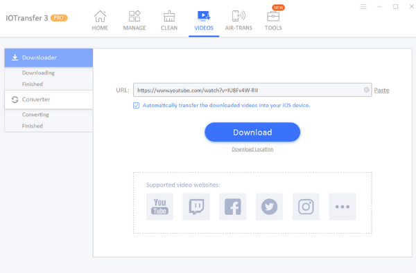 IOTransfer 3 - Video downloader