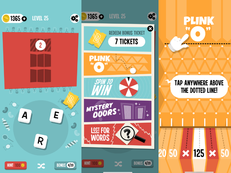 CandyWords game screens