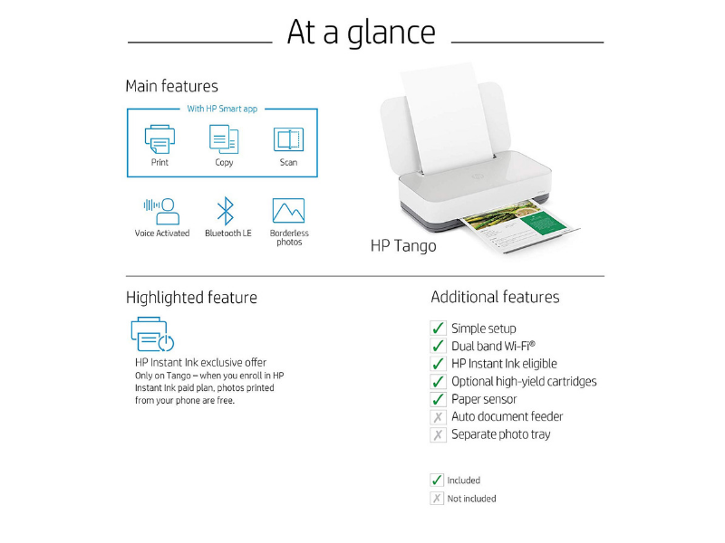 HP Tango Smart Home Printer - features