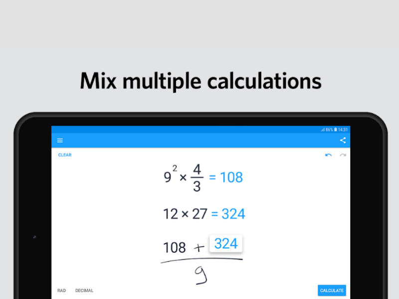 MyScript Calculator 2 - multiple calculations