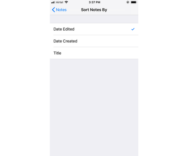 sort notes on iPhone