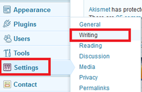 wordpress writings setting